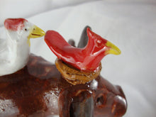 Load image into Gallery viewer, Lynn Bailey Pottery Brown Bull Cow Cardinal Hen Pig on Back 5 Inch
