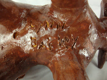 Load image into Gallery viewer, Lynn Bailey Pottery Brown Bull Cow Cardinal Hen Pig on Back 5 Inch
