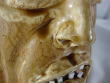 Load image into Gallery viewer, Marvin Bailey Folk Art Potter Alkaline Glaze Tan 9 Inch Devil Ugly Face Jug
