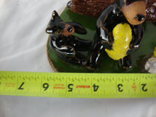 Load image into Gallery viewer, Lynn Bailey Folk Art Potter Two Bears with Baby in Tree Stump End with Cardinals with Nest Figure
