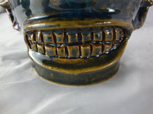 Load image into Gallery viewer, Marvin Bailey Folk Art Pottery Blue Green Top Handle Back Spout 7 Inch Ugly Face Jug
