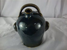 Load image into Gallery viewer, Marvin Bailey Folk Art Pottery Blue Green Top Handle Back Spout 7 Inch Ugly Face Jug

