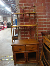 Load image into Gallery viewer, Vintage Country Pine Bakers Rack with Wine and Glass Racks
