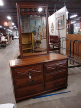 Load image into Gallery viewer, Vintage Young Hinkle Country Spanish Oak Six Drawer Dresser With Removable Rectangular Mirror
