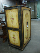 Load image into Gallery viewer, Vintage Cottage Painted Rose Floral Armoire Storage Cabinet
