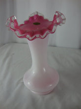 Load image into Gallery viewer, Vintage Fenton Pink Peach Crest Ruffled Medium Flower Vase
