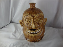 Load image into Gallery viewer, Marvin Bailey Folk Art Potter Alkaline Glaze Tan 10 Inch Ugly Face Jug
