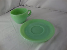 Load image into Gallery viewer, Vintage Fire King Jadeite G299/G295 Restaurant Teacup and Saucer Set
