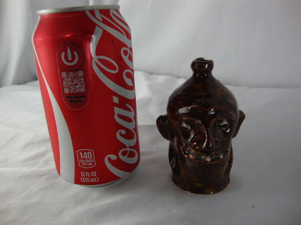 Marvin Bailey Folk Art Potter Mini Dark Brown 3 Tooth Ugly Jug 3.5 Inch