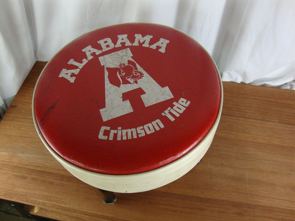 Vintage Alabama Crimson Tide Elephant Logo Vinyl Footstool Ottoman