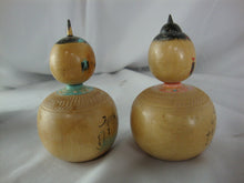 Load image into Gallery viewer, Vintage Japan Kokeshi Wood Bobble Head Dolls Set of 2

