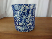 Load image into Gallery viewer, Vintage Shakers Thangs Pottery Blue Spongeware Utensil Crock
