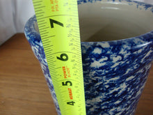 Load image into Gallery viewer, Vintage Shakers Thangs Pottery Blue Spongeware Utensil Crock
