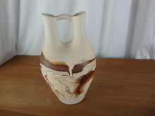 Load image into Gallery viewer, Vintage Nemadji Pottery Double Spout Cream/Brown Wedding Vase
