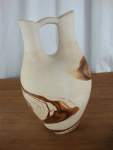 Load image into Gallery viewer, Vintage Nemadji Pottery Double Spout Cream/Brown Wedding Vase
