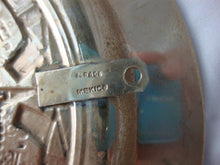 Load image into Gallery viewer, Vintage Alpaca Mexico Mayan Aztec Calendar Wall Plate with Abalone Shell Edge Trim
