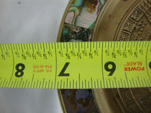 Load image into Gallery viewer, Vintage Alpaca Mexico Mayan Aztec Calendar Wall Plate with Abalone Shell Edge Trim
