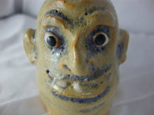 Load image into Gallery viewer, Marvin Bailey Folk Art Pottery Mini Cream Blue 2 Tooth Ugly Jug 3 3/4&quot; Inch
