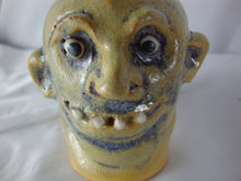 Load image into Gallery viewer, Marvin Bailey Folk Art Pottery Mini Cream Blue 4 Tooth Ugly Jug 4 1/2&quot; Inch

