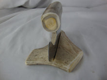 Load image into Gallery viewer, Alaska Legend Ulu Utility Knife Cutting Tool with Antler Cream/Gray Handle with Large Cream Irregular Base
