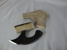 Load image into Gallery viewer, Alaska Legend Ulu Utility Knife Cutting Tool with Antler Cream/Gray Handle with Large Cream Irregular Base
