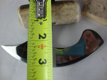 Load image into Gallery viewer, Alaska Legend Ulu Utility Knife Cutting Tool with Antler Cream/Gray Handle with Large Cream Irregular Base
