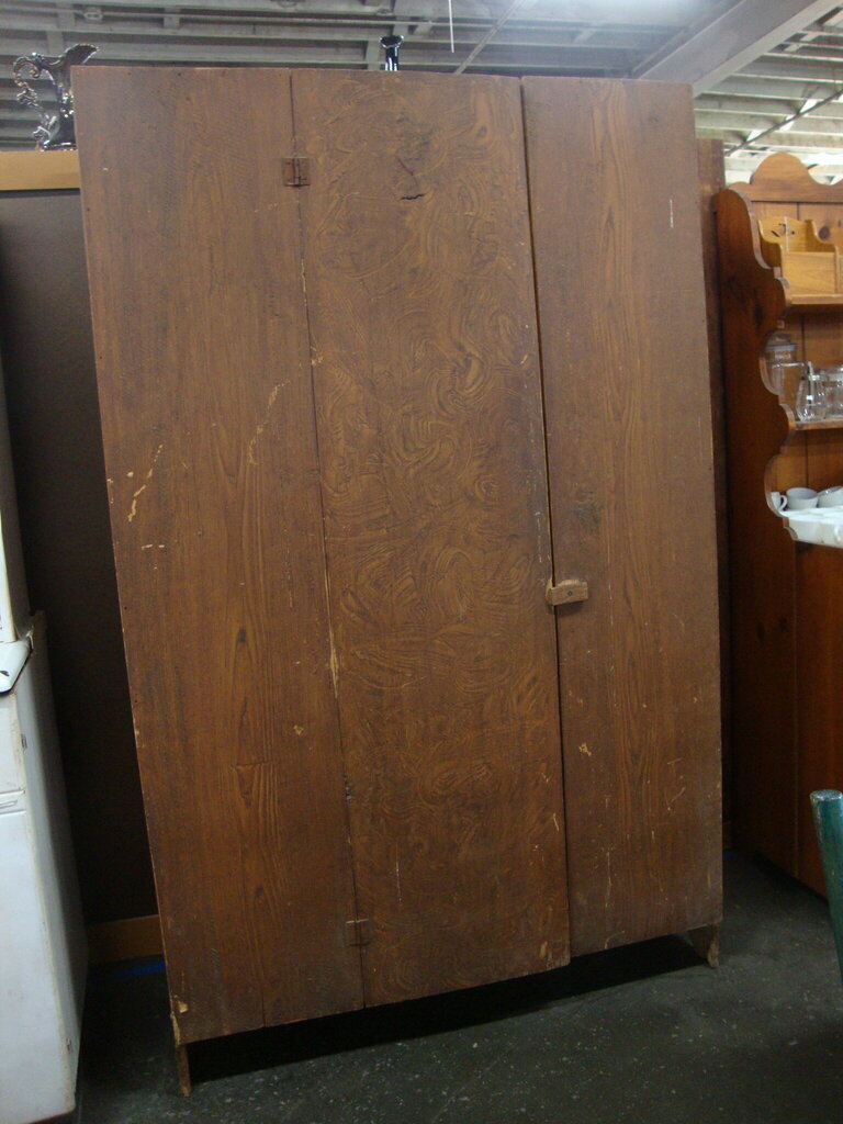 Primitive Black Walnut and Oak Wardrobe Pantry Storage Cabinet