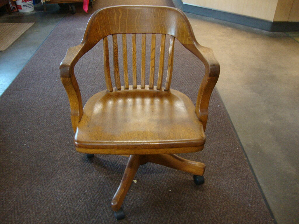 Tatnall Measuring Co Oak Swivel Tilt Rolling Office Desk Chair