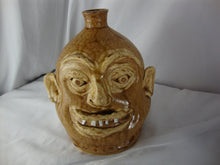 Load image into Gallery viewer, Marvin Bailey Folk Art Potter Alkaline Glaze Tan Five Tooth 8 Inch Ugly Face Jug
