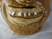 Load image into Gallery viewer, Marvin Bailey Folk Art Potter Alkaline Glaze Tan Five Tooth 8 Inch Ugly Face Jug
