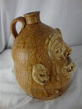 Load image into Gallery viewer, Marvin Bailey Folk Art Potter Alkaline Glaze Tan Five Tooth 8 Inch Ugly Face Jug
