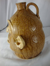 Load image into Gallery viewer, Marvin Bailey Folk Art Potter Alkaline Glaze Tan Five Tooth 8 Inch Ugly Face Jug
