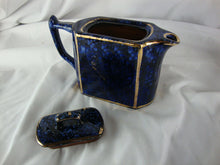 Load image into Gallery viewer, Vintage Wades England Blue Marble with Gold Trim Ceramic Teapot
