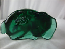 Load image into Gallery viewer, 1997 Fenton Handpainted Spruce Green Glass Laying Down Fawn Deer Figurine
