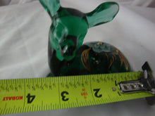 Load image into Gallery viewer, 1997 Fenton Handpainted Spruce Green Glass Laying Down Fawn Deer Figurine
