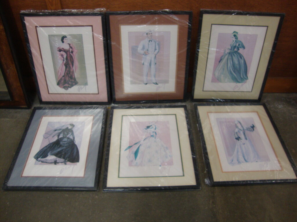 Vintage Gone With The Wind Plunkett Signed/Numbered Costume Design Art Prints Set of 6