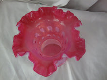 Load image into Gallery viewer, Vintage Fenton Art Glass Cranberry Coin Dot Ruffled Crimped Vase
