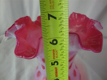 Load image into Gallery viewer, Vintage Fenton Art Glass Cranberry Coin Dot Ruffled Crimped Vase
