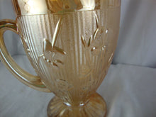 Load image into Gallery viewer, Vintage Jeannette Glass Iris Herringbone Marigold Pedestal Pitcher
