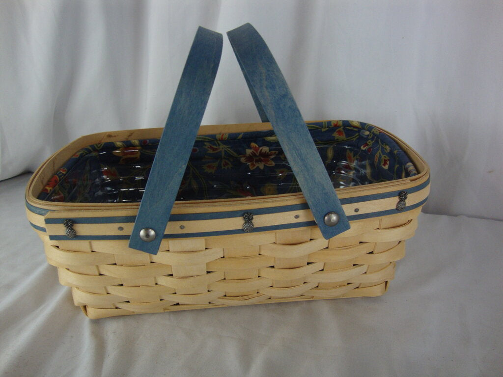 2007 Longaberger Family Signed Rectangle Basket with Handles/Liners/Insert