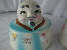 Load image into Gallery viewer, Vintage Japan Ceramic Man Woman Chopper Hopper Denture Trinket Boxes
