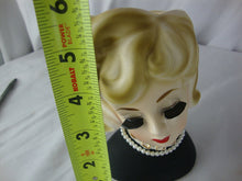 Load image into Gallery viewer, Vintage 1964 Inarco Japan E-2006 Blonde Hair Black Sweater Pearls Head Vase
