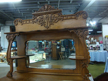 Load image into Gallery viewer, Antique Tiger Oak Victorian Sideboard Server with Mirror Hutch Top
