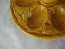 Load image into Gallery viewer, Vintage Ceramic 10 Slot Deviled Egg Tray with Yellow/Brown Mushroom Salt/Pepper Shaker Table Set
