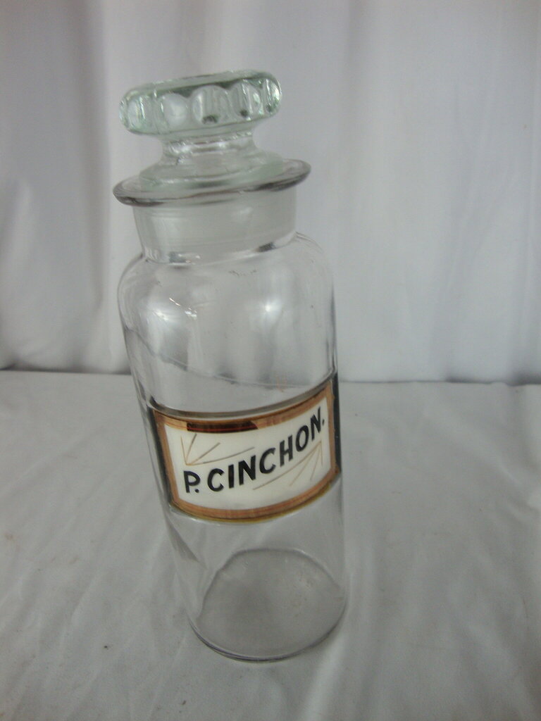 Antique Apothecary P. Cinchon Medium Bottle with Glass Stopper