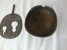 Load image into Gallery viewer, Vintage Cast Iron Small Bed Warmer Incense Burner Oriental Fan Shape
