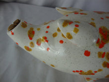 Load image into Gallery viewer, MCM Retro Cream/Orange/Gold Speckled Ceramic Pig with Cork Snout
