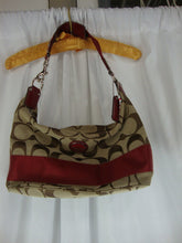 Load image into Gallery viewer, Coach H1176-F174343 Brown &amp; Burgundy C Pattern Fabric Shoulder Strap Purse Bag

