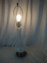 Load image into Gallery viewer, Vintage Murano Style Clear White Art Glass Lamp with Brass Cutout Base and Brass Harp NO SHADE
