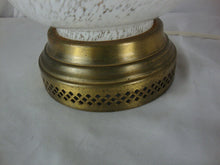 Load image into Gallery viewer, Vintage Murano Style Clear White Art Glass Lamp with Brass Cutout Base and Brass Harp NO SHADE
